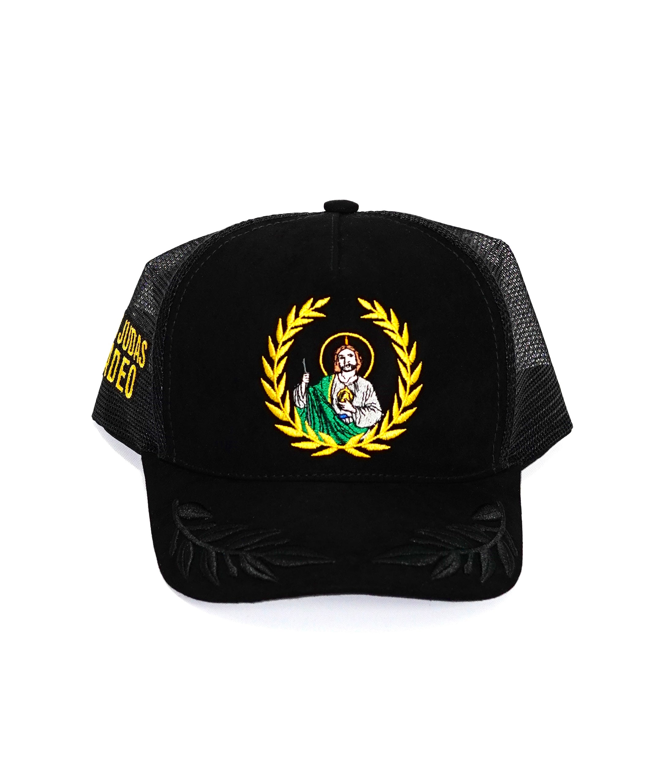 San Juditas Embroidered Adjustable Baseball Cap – Camel Color With Gold Tone Logo Patch, Casual Hat For Everyday Wear